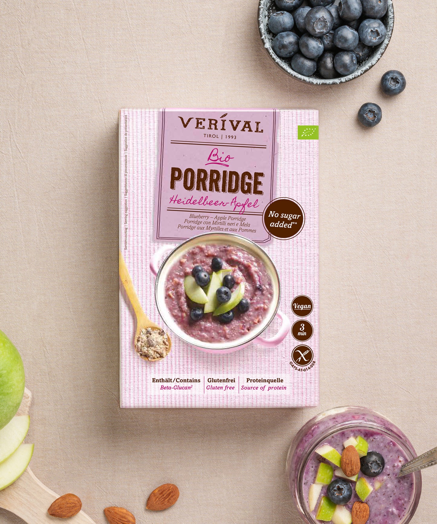 Bio Porridge aux myrtilles et pommes