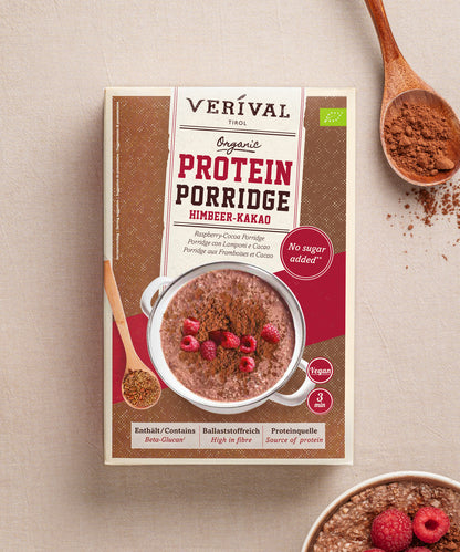Protein Porridge con Lamponi e Cacao