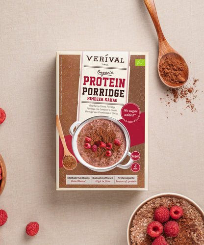 Protein Porridge con Lamponi e Cacao